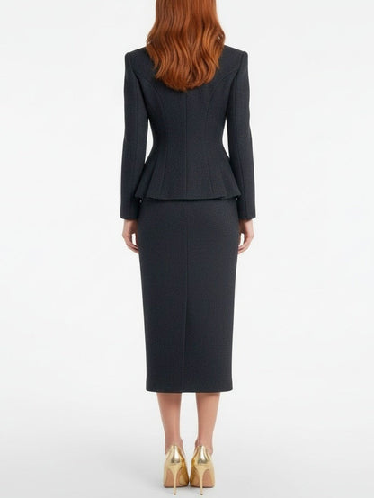 Tailored Black Blazer Midi Dress - Dresses