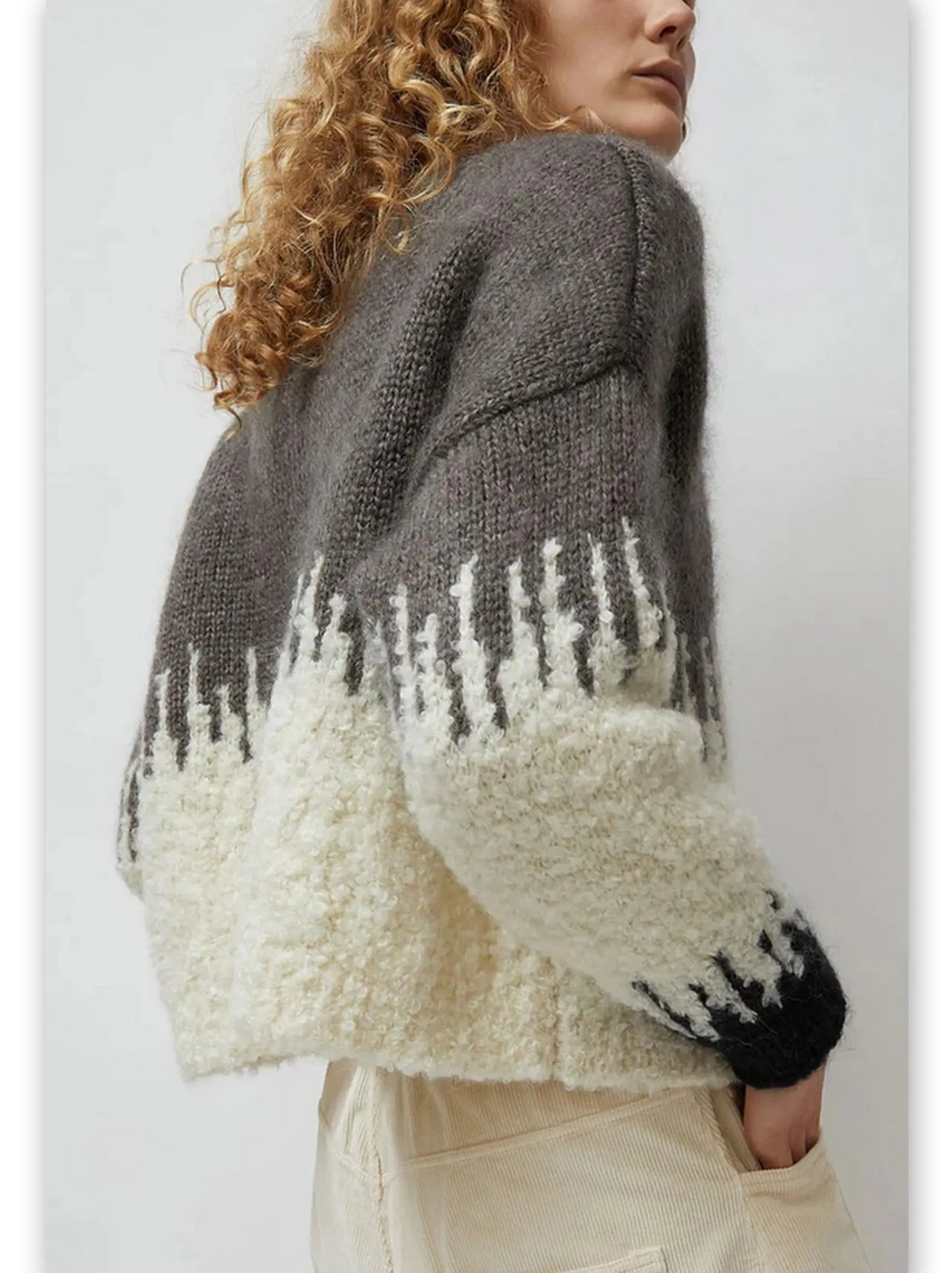 Textured Crew-Neck Boxy Sweater - Sweaters & Knitwear