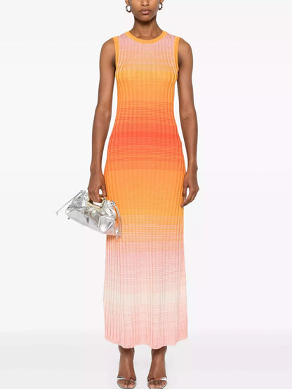 Tie-Dye Effect Knit Sleeveless Maxi Dress - Small - Dresses