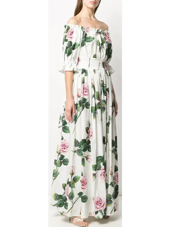 Tropical Rose Print Dress - s - Dresses