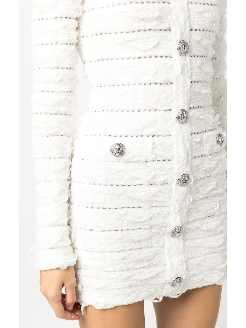 Tweed Knit Mini Dress White - Dresses