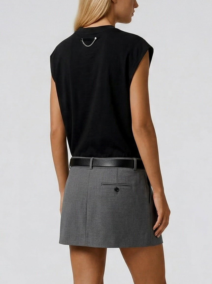 Two-Tone Sleeveless Layered Look Mini Dress - Dresses
