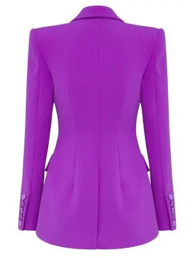 Violet Single-Breasted Crepe Blazer Jacket and Pant Suit - Suits & Sets