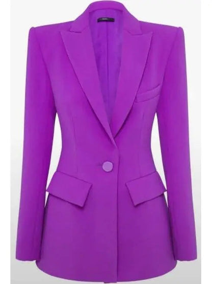 Violet Single-Breasted Crepe Blazer Jacket and Pant Suit - Suits & Sets