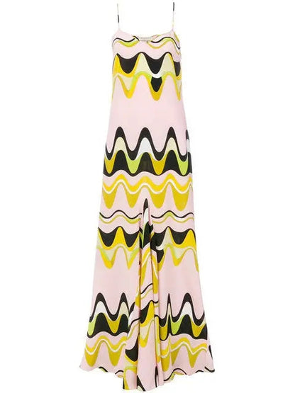 Waves Print Maxi Dress - Dresses