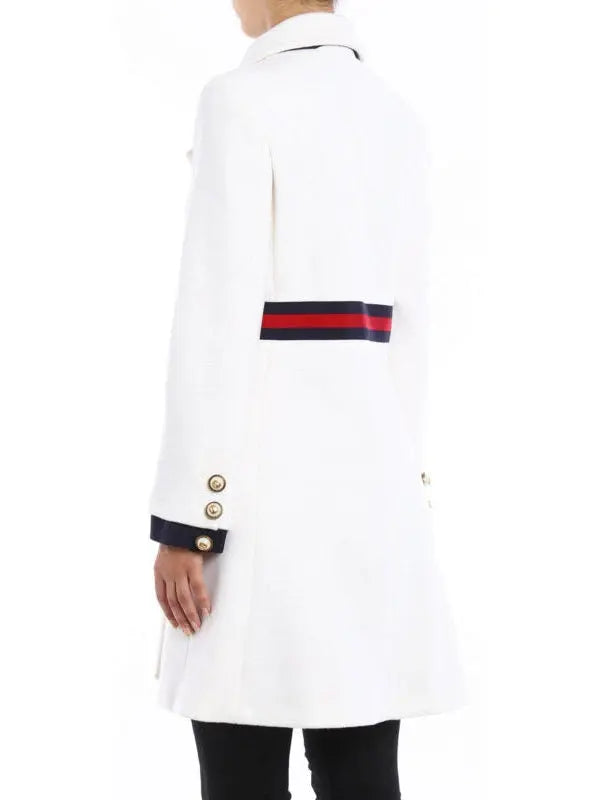 Web Embellished Coat in White - Coats