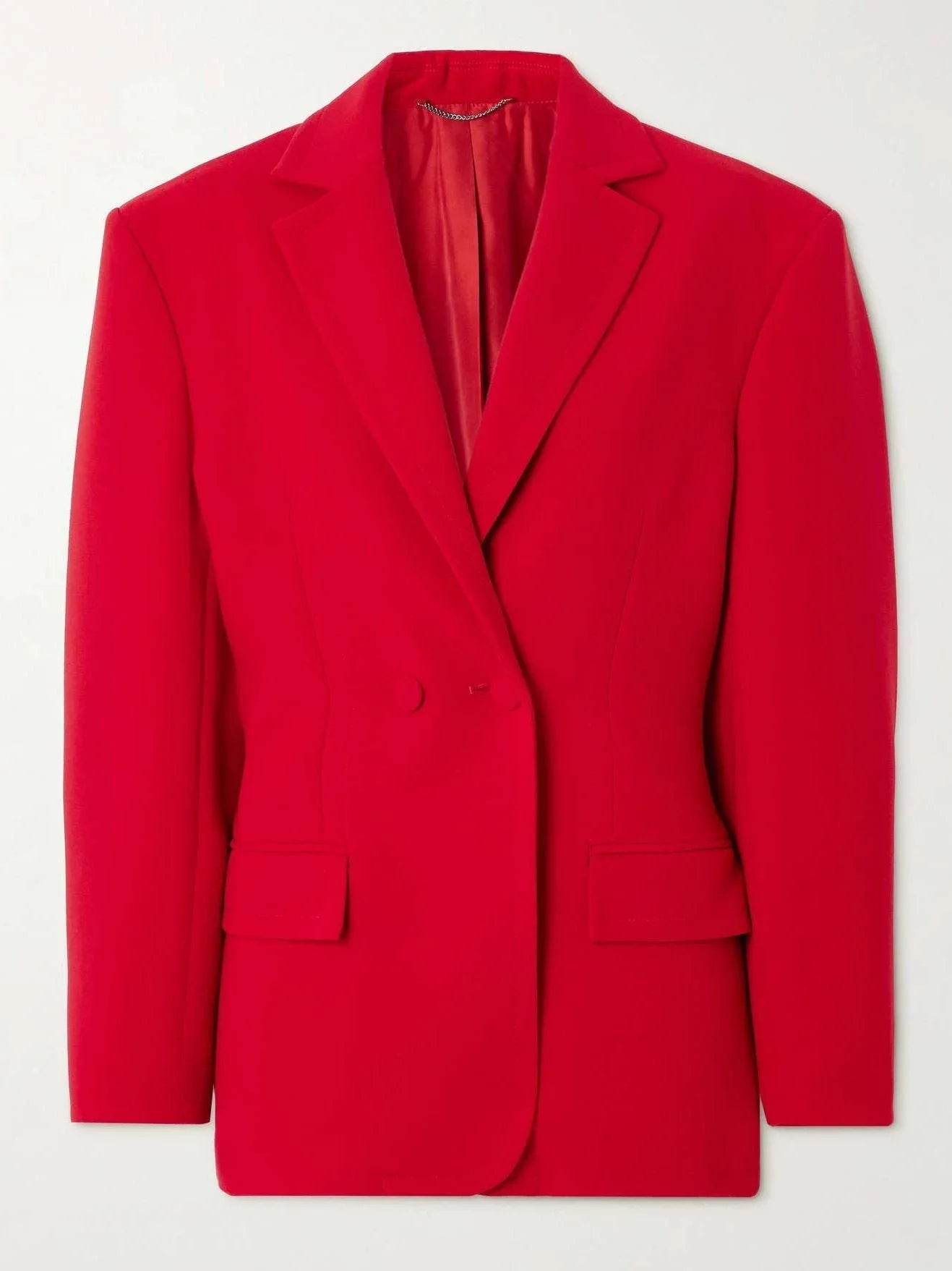 Wide-Shoulder Slim-Waist Fitted Red Blazer - Jackets