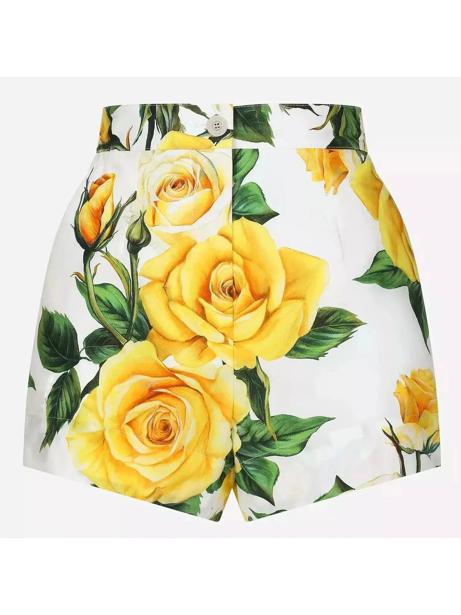 Yellow Rose Printed Long Sleeve Shirt and Short Set - Suits & Sets