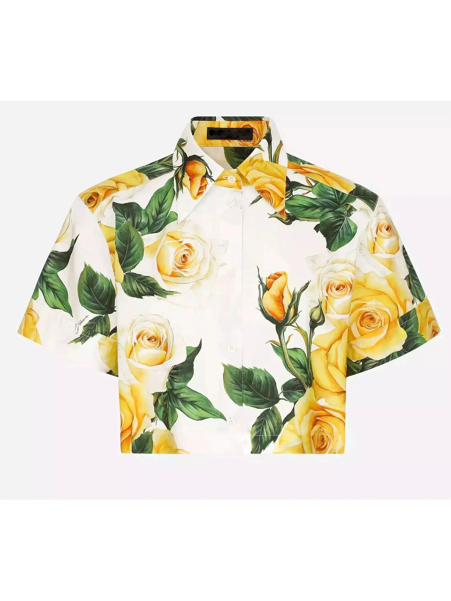 Yellow Rose Printed Short Cotton Shirt and Bermuda Short Set - Suits & Sets